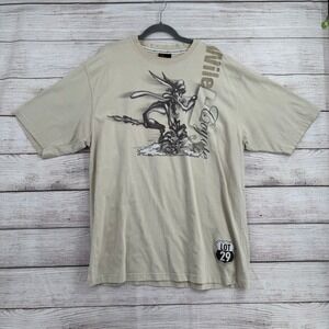 Vintage Y2K Lot 29 T-Shirt Mens XXL Tan Wile E Coyote Biker Looney Tunes Graphic
